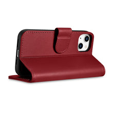 Заредете изображение във визуализатора на галерията – iCarer Wallet Case 2in1 iPhone 14 Flip Leather Cover Anti-RFID red (WMI14220725-RD) - TopMag
