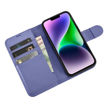 Заредете изображение във визуализатора на галерията – iCarer Wallet Case 2in1 iPhone 14 Flip Leather Cover Anti-RFID Light Violet (WMI14220725-LP) - TopMag
