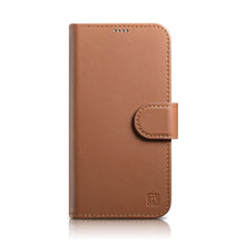 Заредете изображение във визуализатора на галерията – iCarer Wallet Case 2in1 iPhone 14 Pro Flip Leather Cover Anti-RFID Brown (WMI14220726-BN) - TopMag
