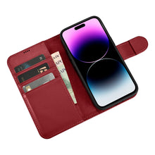 Заредете изображение във визуализатора на галерията – iCarer Wallet Case 2in1 iPhone 14 Pro Flip Leather Cover Anti-RFID red (WMI14220726-RD) - TopMag
