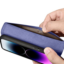 Заредете изображение във визуализатора на галерията – iCarer Wallet Case 2in1 iPhone 14 Pro Flip Leather Cover Anti-RFID Light Violet (WMI14220726-LP) - TopMag
