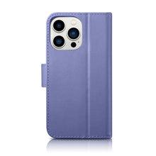 Заредете изображение във визуализатора на галерията – iCarer Wallet Case 2in1 iPhone 14 Pro Flip Leather Cover Anti-RFID Light Violet (WMI14220726-LP) - TopMag
