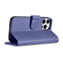 Заредете изображение във визуализатора на галерията – iCarer Wallet Case 2in1 iPhone 14 Pro Flip Leather Cover Anti-RFID Light Violet (WMI14220726-LP) - TopMag

