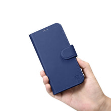 Заредете изображение във визуализатора на галерията – iCarer Wallet Case 2in1 iPhone 14 Pro Flip Leather Cover Anti-RFID blue (WMI14220726-BU) - TopMag
