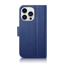 Заредете изображение във визуализатора на галерията – iCarer Wallet Case 2in1 iPhone 14 Pro Flip Leather Cover Anti-RFID blue (WMI14220726-BU) - TopMag
