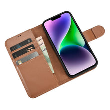 Заредете изображение във визуализатора на галерията – iCarer Wallet Case 2in1 iPhone 14 Plus Flip Leather Cover Anti-RFID Brown (WMI14220727-BN) - TopMag
