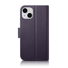 Заредете изображение във визуализатора на галерията – iCarer Wallet Case 2in1 case iPhone 14 Plus Leather Flip Cover Anti-RFID dark purple (WMI14220727-DP) - TopMag
