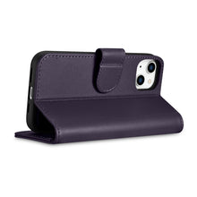Заредете изображение във визуализатора на галерията – iCarer Wallet Case 2in1 case iPhone 14 Plus Leather Flip Cover Anti-RFID dark purple (WMI14220727-DP) - TopMag
