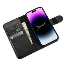 Заредете изображение във визуализатора на галерията – iCarer Wallet Case 2in1 iPhone 14 Pro Max Leather Flip Cover Anti-RFID black (WMI14220728-BK) - TopMag
