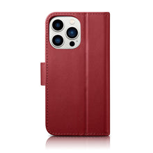 Заредете изображение във визуализатора на галерията – iCarer Wallet Case 2in1 iPhone 14 Pro Max Leather Flip Cover Anti-RFID red (WMI14220728-RD) - TopMag
