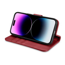Заредете изображение във визуализатора на галерията – iCarer Wallet Case 2in1 iPhone 14 Pro Max Leather Flip Cover Anti-RFID red (WMI14220728-RD) - TopMag
