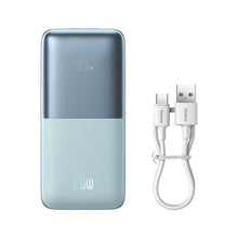 Заредете изображение във визуализатора на галерията – Baseus Baseus Pro 10000mAh 20W Blue Powerbank with USB Type A - USB Type C 3A 0.3m cable (PPBD040203) - TopMag
