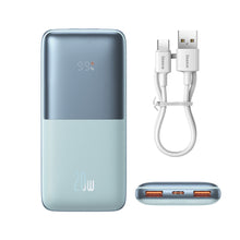 Заредете изображение във визуализатора на галерията – Baseus Baseus Pro 10000mAh 20W Blue Powerbank with USB Type A - USB Type C 3A 0.3m cable (PPBD040203) - TopMag
