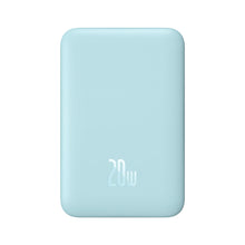 Заредете изображение във визуализатора на галерията – Baseus Magnetic Mini fast charging mini power bank 10000mAh 20W blue + cable Type-C - Type-C 60W (20V / 3A) 0.5m white (PPCX030003) - TopMag
