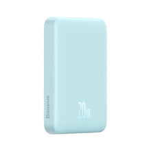 Заредете изображение във визуализатора на галерията – Baseus Magnetic Mini fast charging mini power bank 10000mAh 20W blue + cable Type-C - Type-C 60W (20V / 3A) 0.5m white (PPCX030003) - TopMag
