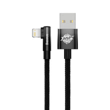 Заредете изображение във визуализатора на галерията – Baseus MVP 2 Elbow angled cable with side USB / Lightning 1m 2.4A black (CAVP000001) - TopMag
