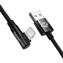 Заредете изображение във визуализатора на галерията – Baseus MVP 2 Elbow angled cable with side USB / Lightning 1m 2.4A black (CAVP000001) - TopMag
