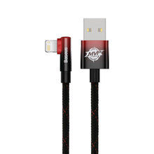 Заредете изображение във визуализатора на галерията – Baseus MVP 2 Elbow-shaped Fast Charging Data Cable USB to iP 2.4A 1m Black+Red - TopMag
