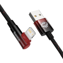 Заредете изображение във визуализатора на галерията – Baseus MVP 2 Elbow-shaped Fast Charging Data Cable USB to iP 2.4A 1m Black+Red - TopMag
