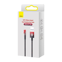 Заредете изображение във визуализатора на галерията – Baseus MVP 2 Elbow-shaped Fast Charging Data Cable USB to iP 2.4A 1m Black+Red - TopMag
