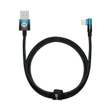 Заредете изображение във визуализатора на галерията – Baseus MVP 2 Elbow angled cable with side USB / Lightning plug 1m 2.4A blue (CAVP000021) - TopMag
