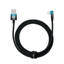 Заредете изображение във визуализатора на галерията – Baseus MVP 2 Elbow angled cable with side USB / Lightning 2m 2.4A blue (CAVP000121) - TopMag
