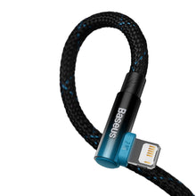 Заредете изображение във визуализатора на галерията – Baseus MVP 2 Elbow angled cable with side USB / Lightning 2m 2.4A blue (CAVP000121) - TopMag
