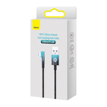 Заредете изображение във визуализатора на галерията – Baseus MVP 2 Elbow angled cable with side USB / Lightning 2m 2.4A blue (CAVP000121) - TopMag
