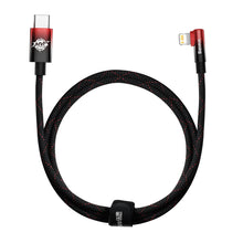 Заредете изображение във визуализатора на галерията – Baseus MVP 2 Elbow-shaped Fast Charging Data Cable Type-C to iP 20W 1m Black+Red - TopMag
