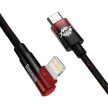 Заредете изображение във визуализатора на галерията – Baseus MVP 2 Elbow-shaped Fast Charging Data Cable Type-C to iP 20W 1m Black+Red - TopMag

