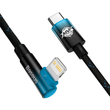 Заредете изображение във визуализатора на галерията – Baseus MVP 2 Elbow angled cable Power Delivery cable with side USB Type C / Lightning plug 1m 20W blue (CAVP000221) - TopMag
