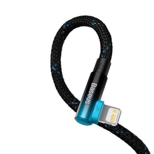 Заредете изображение във визуализатора на галерията – Baseus MVP 2 Elbow angled cable Power Delivery cable with side USB Type C / Lightning plug 1m 20W blue (CAVP000221) - TopMag
