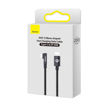 Заредете изображение във визуализатора на галерията – Baseus MVP 2 Elbow-shaped Fast Charging Data Cable Type-C to iP 20W 2m Black - TopMag
