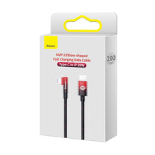 Заредете изображение във визуализатора на галерията – Baseus MVP 2 Elbow-shaped Fast Charging Data Cable Type-C to iP 20W 2m Black+Red - TopMag
