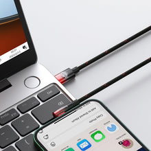 Заредете изображение във визуализатора на галерията – Baseus MVP 2 Elbow-shaped Fast Charging Data Cable Type-C to iP 20W 2m Black+Red - TopMag
