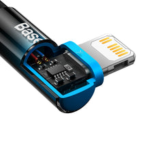 Заредете изображение във визуализатора на галерията – Baseus MVP 2 Elbow angled power delivery cable with side USB Type C / Lightning plug 2m 20W blue (CAVP000321) - TopMag
