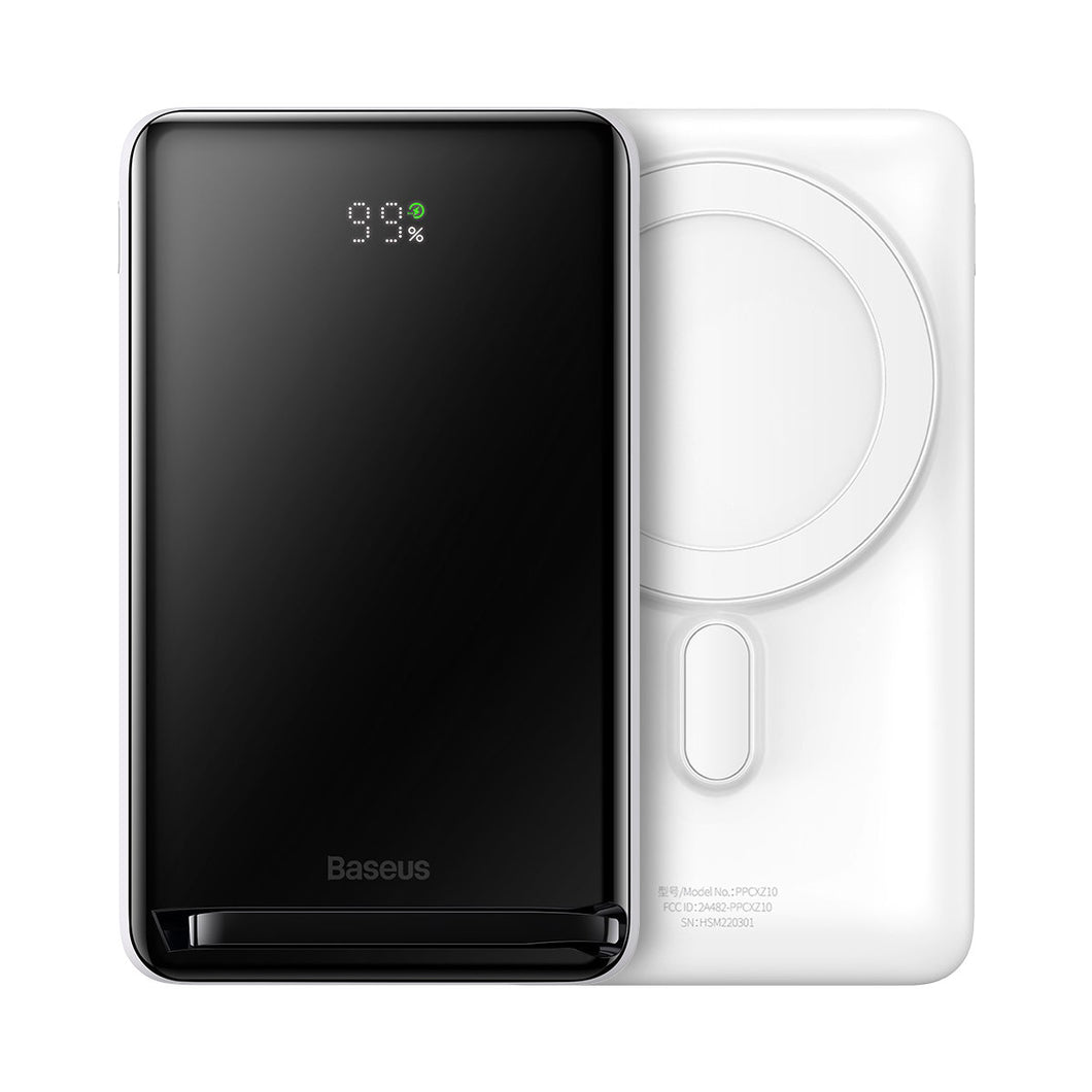 Baseus Magnetic Bracket Powerbank with MagSafe Wireless Charging 10000mAh 20W Overseas Edition white (PPCX000202) + USB Type C Baseus Xiaobai Series 60W 0.5m - TopMag