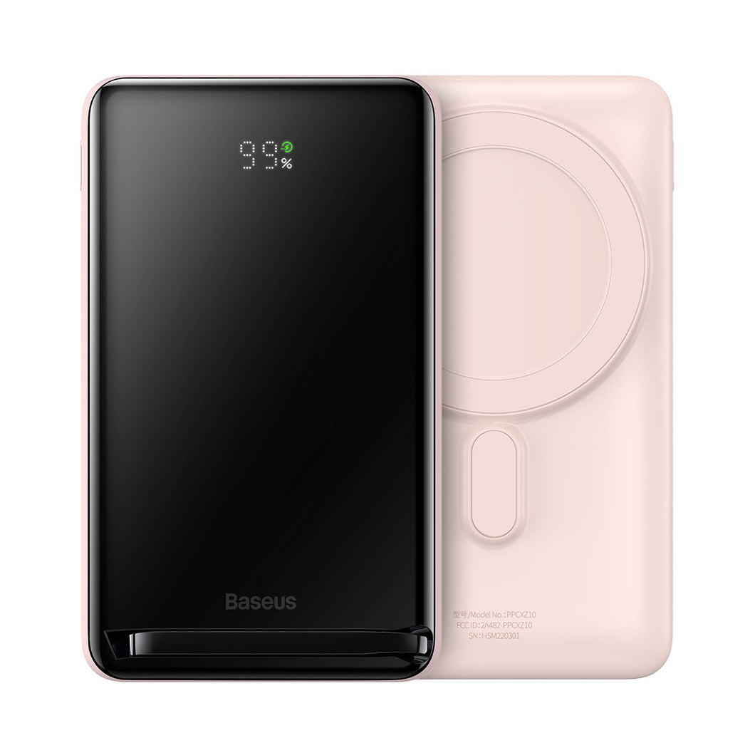 Baseus Magnetic Bracket Power Bank with MagSafe Wireless Charging 10000mAh 20W Overseas Edition Pink (PPCX000204) + USB Type C Baseus Xiaobai Series 60W 0.5m - TopMag