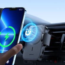 Заредете изображение във визуализатора на галерията – Joyroom Car Holder Qi Wireless Induction Charger 15W (MagSafe for iPhone Compatible) for Vent Grille (JR-ZS295) - TopMag

