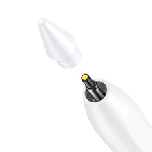 Заредете изображение във визуализатора на галерията – Baseus Smooth Writing Active Stylus Stylus Pen with LED Indicator for iPad white + USB-C 3A 0.3m Power Cable and Active Replaceable Tip (SXBC000202)
