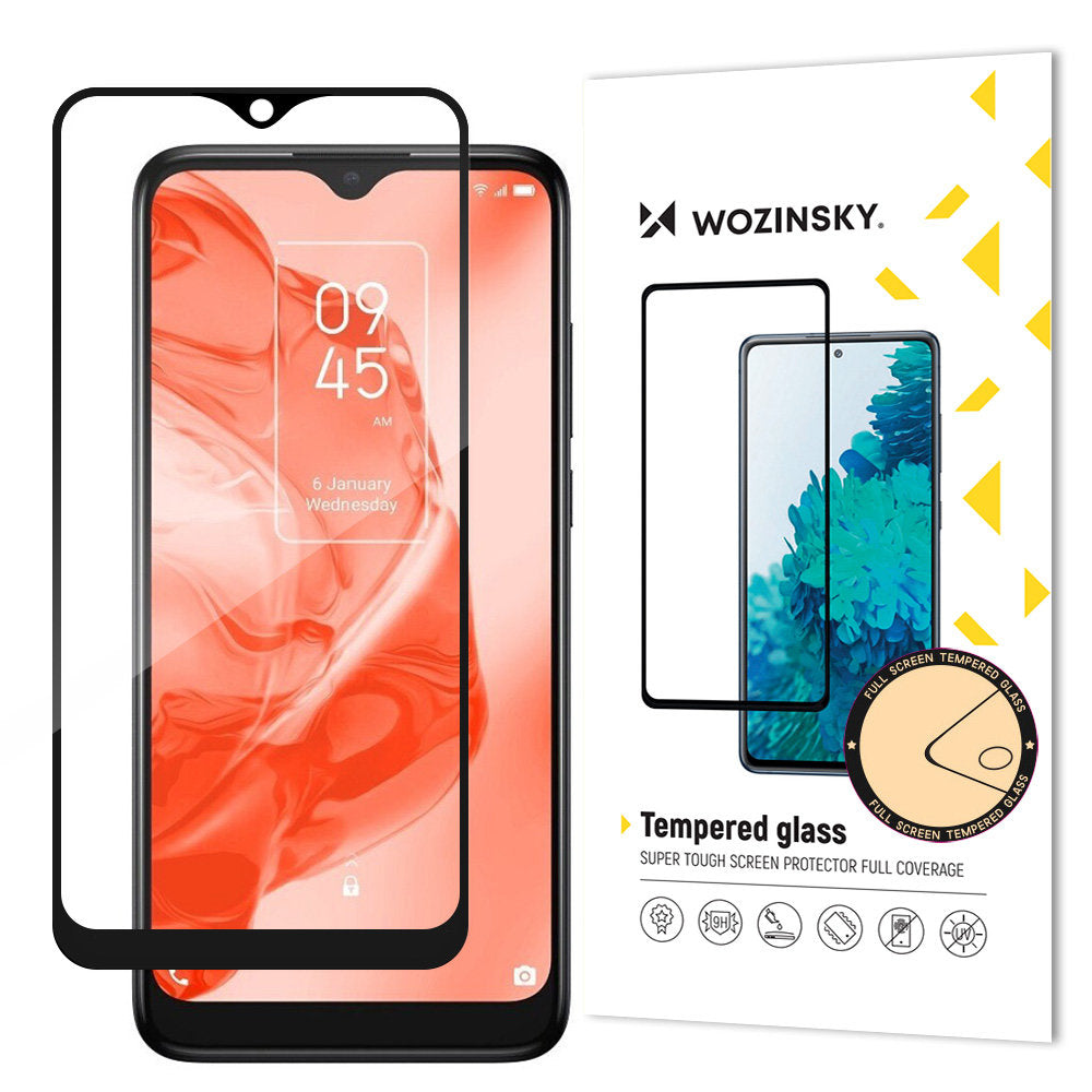 Wozinsky super durable Full Glue tempered glass full screen with Case Friendly TCL 205 black frame - TopMag