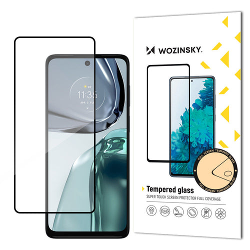 Wozinsky Super Durable Full Glue Tempered Glass Full Screen With Frame Case Friendly Motorola Moto G62 Black - TopMag