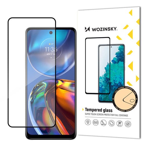 Wozinsky Super Durable Full Glue Tempered Glass Full Screen With Frame Case Friendly Motorola Moto E32 Black - TopMag