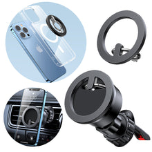 Заредете изображение във визуализатора на галерията – Joyroom kit multifunctional magnetic car holder ring phone support black (JR-ZS294) - TopMag
