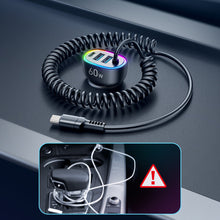 Заредете изображение във визуализатора на галерията – Joyroom 4 in 1 fast car charger PD, QC3.0, AFC, FCP with USB Type C cable 1.6m 60W black (JR-CL19) - TopMag
