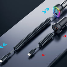 Заредете изображение във визуализатора на галерията – Joyroom 4 in 1 Fast Car Charger PD, QC3.0, AFC, FCP with 1.6m 57W Lightning Cable Black (JR-CL20) - TopMag
