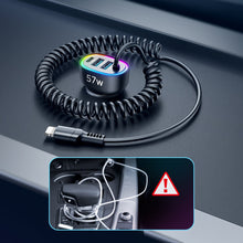 Заредете изображение във визуализатора на галерията – Joyroom 4 in 1 Fast Car Charger PD, QC3.0, AFC, FCP with 1.6m 57W Lightning Cable Black (JR-CL20) - TopMag

