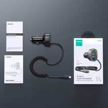 Заредете изображение във визуализатора на галерията – Joyroom 4 in 1 Fast Car Charger PD, QC3.0, AFC, FCP with 1.6m 57W Lightning Cable Black (JR-CL20) - TopMag

