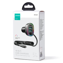 Заредете изображение във визуализатора на галерията – Joyroom 4 in 1 Fast Car Charger PD, QC3.0, AFC, FCP with 1.6m 57W Lightning Cable Black (JR-CL20) - TopMag
