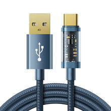 Заредете изображение във визуализатора на галерията – Joyroom USB cable - USB Type C for charging / data transmission 3A 1.2m blue (S-UC027A12) - TopMag
